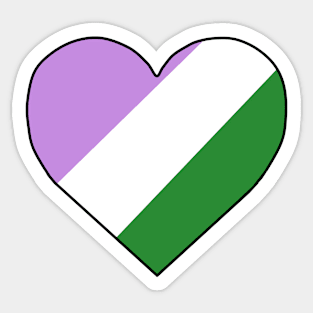 Genderqueer Pride Heart Sticker